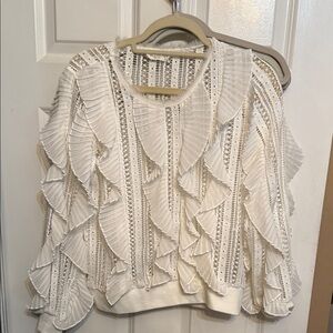 Chic White Ruffled Women's Sweater